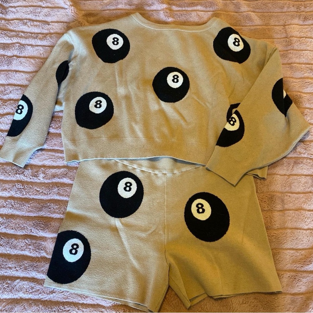 Dressed in LALA The Future Is Now Sweater & Shorts Set in Beige - XL - Picture 6 of 9